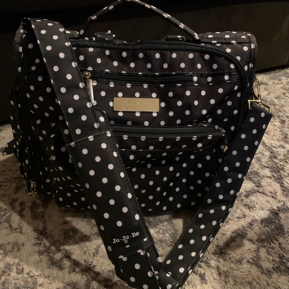 Ju-Ju-Be women’s polka dot diaper bag backpack!